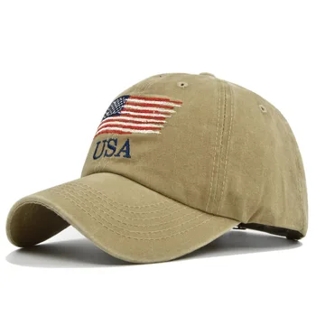 הדגל האמריקני כובעי וינטג שטף במצוקה כותנה אבא כובע מצחייה מתכווננת Trucke RMen נשים סגנון הכובעים
