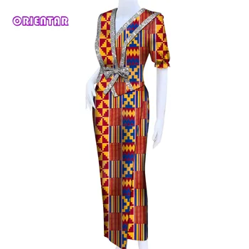 נשים בגדים 2 יח ' סט אפריקאי אנקרה להדפיס את החולצה, החצאית הארוכה דאשיקי נשים תלבושת אלגנטית סלים בסגנון אפריקאי בגדים Wy9584