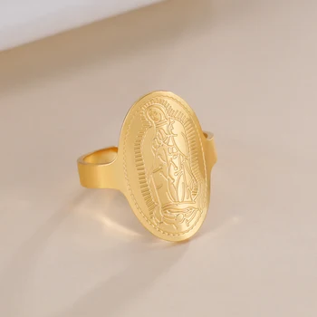 Skyrim דתי הבתולה מרי טבעת נשים נירוסטה זהב צבע פתח האצבע טבעות אמו של ישו הקתולית מבורך תכשיטים
