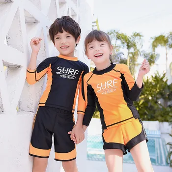 ילדים הגנה מפני השמש 3 חתיכות ייבוש מהיר גלישה פריחה שמירה על ילד ילדה ספורט מים שרוול ארוך לשחות רחצה חוף ללבוש