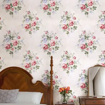 רטרו אמריקאי פסטורלי פרחים טפט חי בחדר השינה טלוויזיה רקע שיפוץ יוקרה אירופית הביתה קישוט הקיר