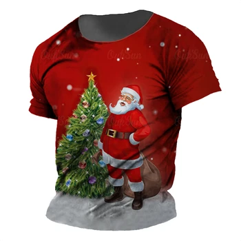 חג המולד 3d הדפסה גבר שרוול קצר חולצה קיץ לגברים O-צוואר חולצת יומי זכר מזדמן Tees העליון מנופחים באיכות גבוהה בגדים