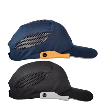 גברים שחורים בטיחות בליטה כובע עם פסים רפלקטיביים קל משקל, לנשימה קשה כובע הגנה על הראש כובע