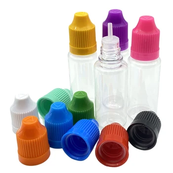 100pcs 15ml ריק נקי קשה צנצנת PET פלסטיק בקבוקים עם טפטפת חסין בפני ילדים E נוזלי, מחט 15 בקבוקון