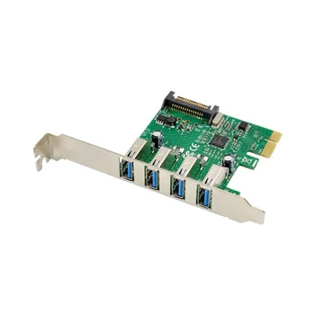 PCI-E ל-4 יציאת USB3.0 הרחבה כרטיס סופר מהיר USB3.0 מארח שליטה הרחבה כרטיס ערכת השבבים vl805 שבב sata אספקת חשמל