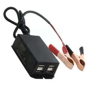 4 יציאת USB סוללה קליפ מטען 12V 24V הרכב כוח DC מתאם ממשק מטען לטלפון X9W3