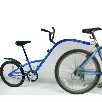 20Inch אופני הרים טריילר, מסגרת פלדה טנדם-אופניים טריילר, Co-Pilot טריילר אופני עם אוויר בגלגל,כחול/כסף עבור זמין