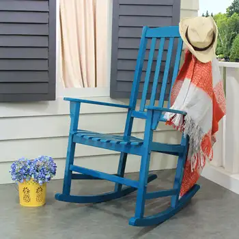 אלסטון מהגוני חיצוני במרפסת כסא נדנדה, פלדה כחולה