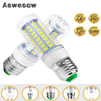 Aswesaw הובילה E27 E14 תירס הנורה 24 36 48 56 69 72 נוריות SMD 5730 220V Lampada LED מנורת נברשת נרות LED אור קשית