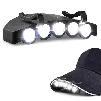 כובע קליפ אור 5 פנסי Led כובע אורות קליפ על כובע פנס דיג לילה אור עם סוללה עבור טיול דיג